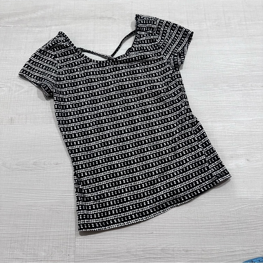 Map to Mars Striped Crisscross Back Tshirt